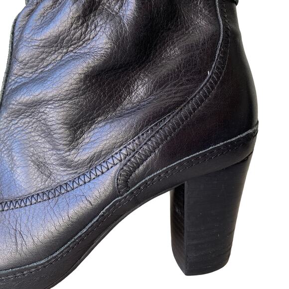 Clarks Artisan Mid Calf Heeled Boots Cinched Shaft 80s Style Women Sz 10 Leather - Picture 7 of 16